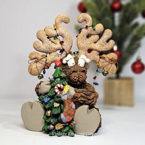 Vtg Mark Klaus 8" Rudney Reindeer The Rounder Decor Tangled In Christmas Lights